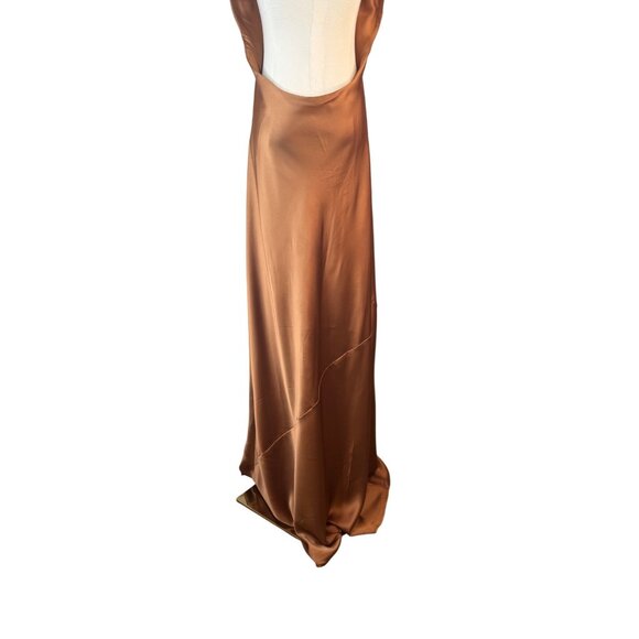 Show Me Your Mumu M Jasmine Halter Maxi Copper Satin Luxe Formal NWOT - Picture 5 of 16